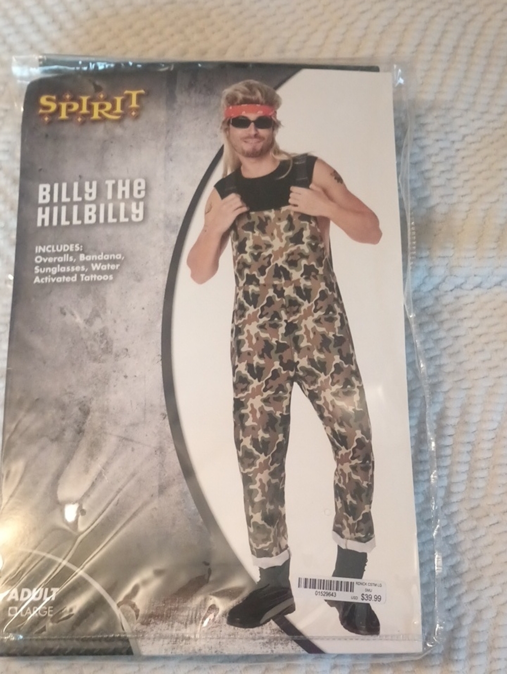 Spirit Halloween Billy the Hillbilly Camo Overalls Costume - Green